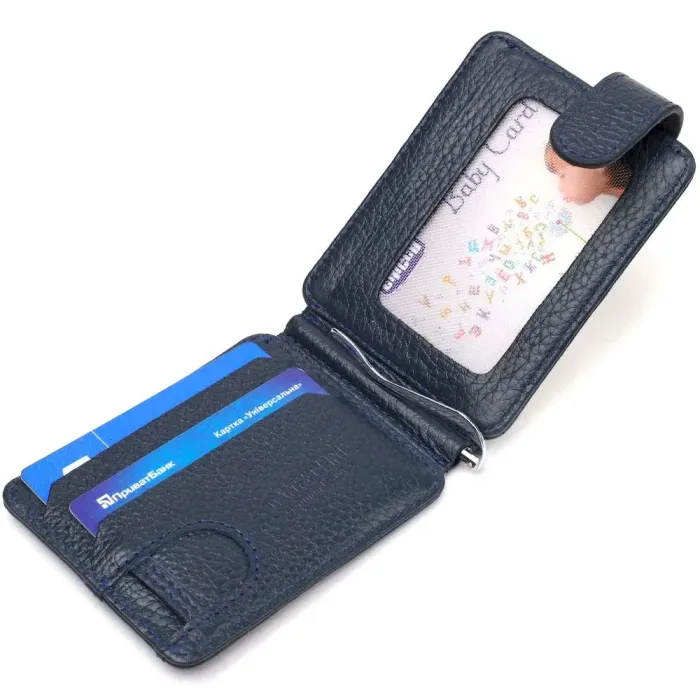 Надежный мужской зажим для денег из натуральной кожи флотар CANPELLINI 21941 Синий