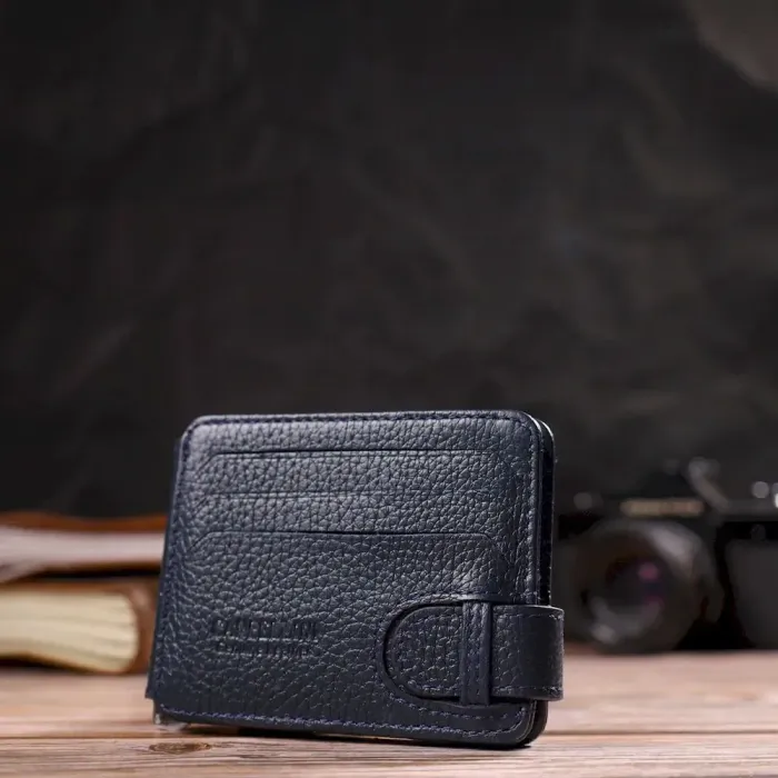 Надежный мужской зажим для денег из натуральной кожи флотар CANPELLINI 21941 Синий