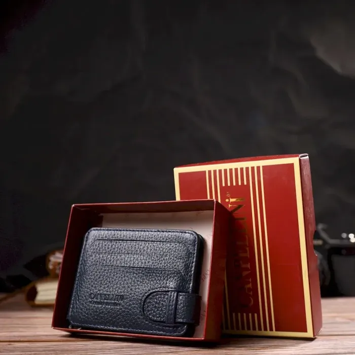 Надежный мужской зажим для денег из натуральной кожи флотар CANPELLINI 21941 Синий