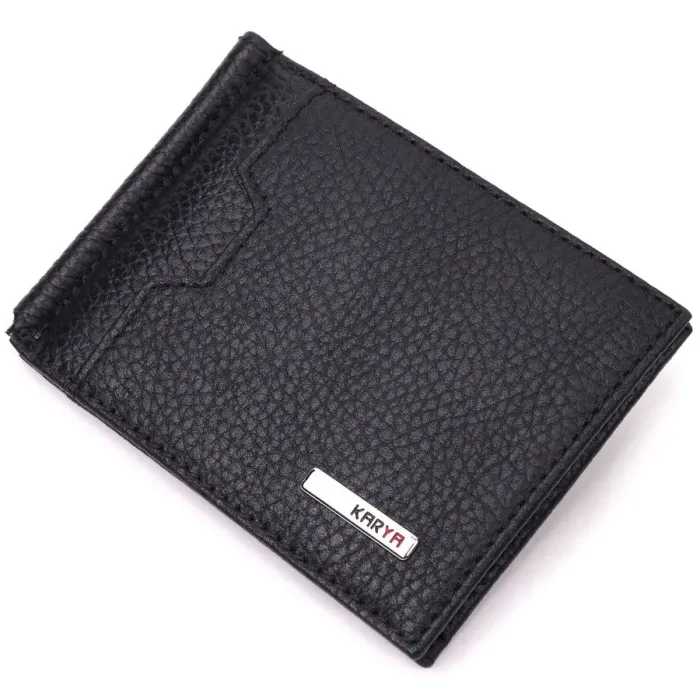 Надійний затискач для грошей з натуральної шкіри KARYA 21354 Чорний