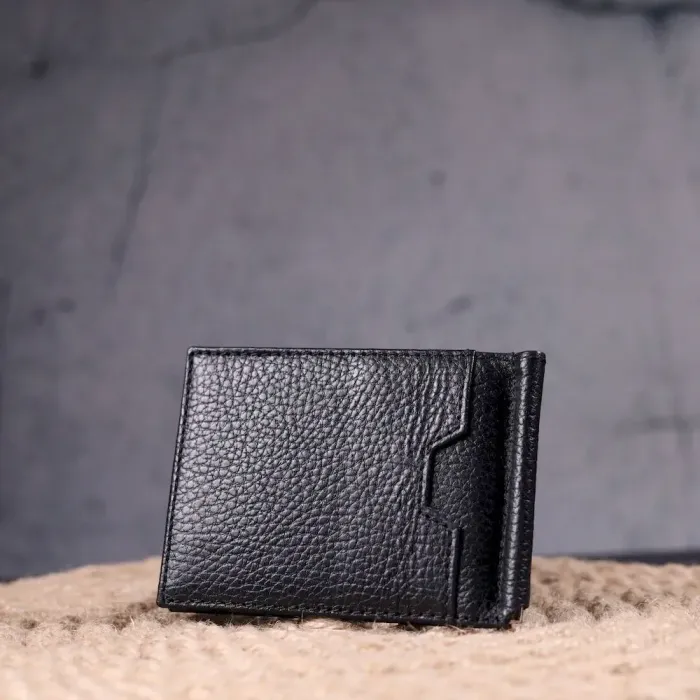 Надійний затискач для грошей з натуральної шкіри KARYA 21354 Чорний