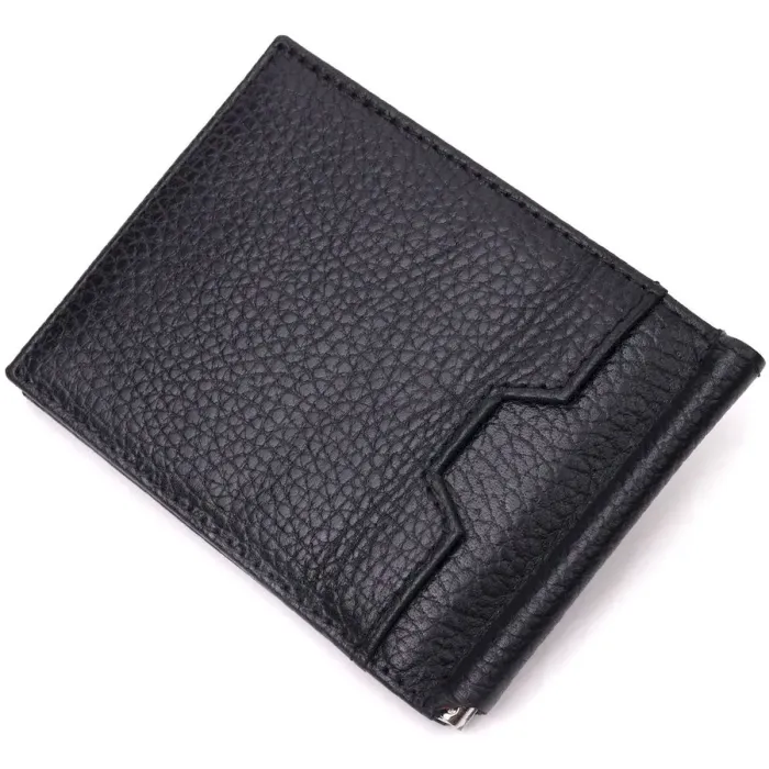 Надійний затискач для грошей з натуральної шкіри KARYA 21354 Чорний