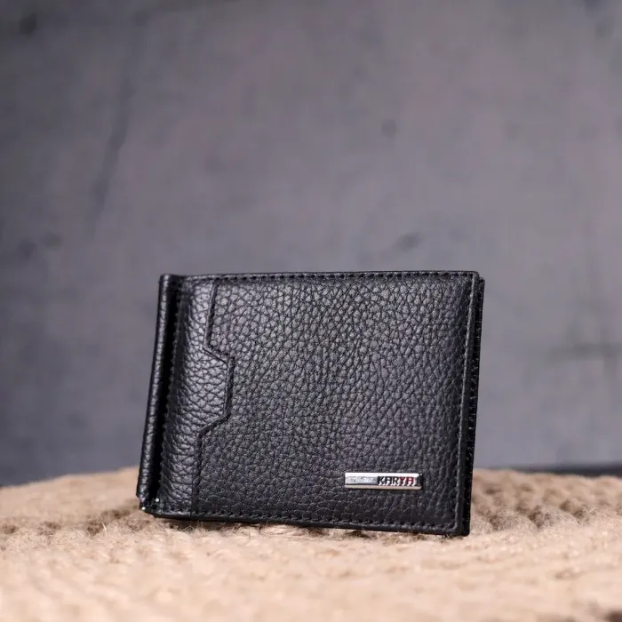 Надійний затискач для грошей з натуральної шкіри KARYA 21354 Чорний