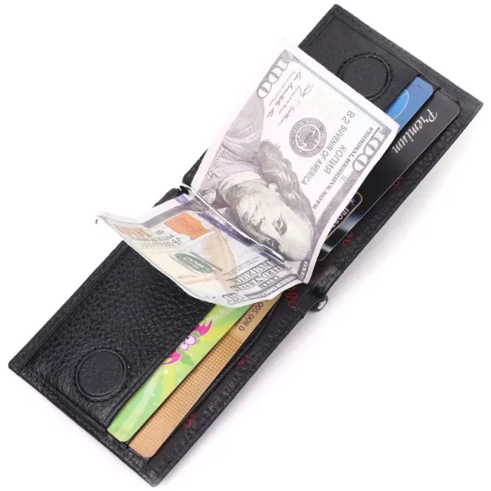 Надійний затискач для грошей з натуральної шкіри KARYA 21354 Чорний