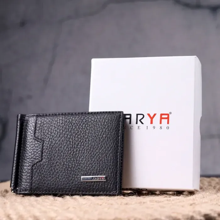 Надійний затискач для грошей з натуральної шкіри KARYA 21354 Чорний