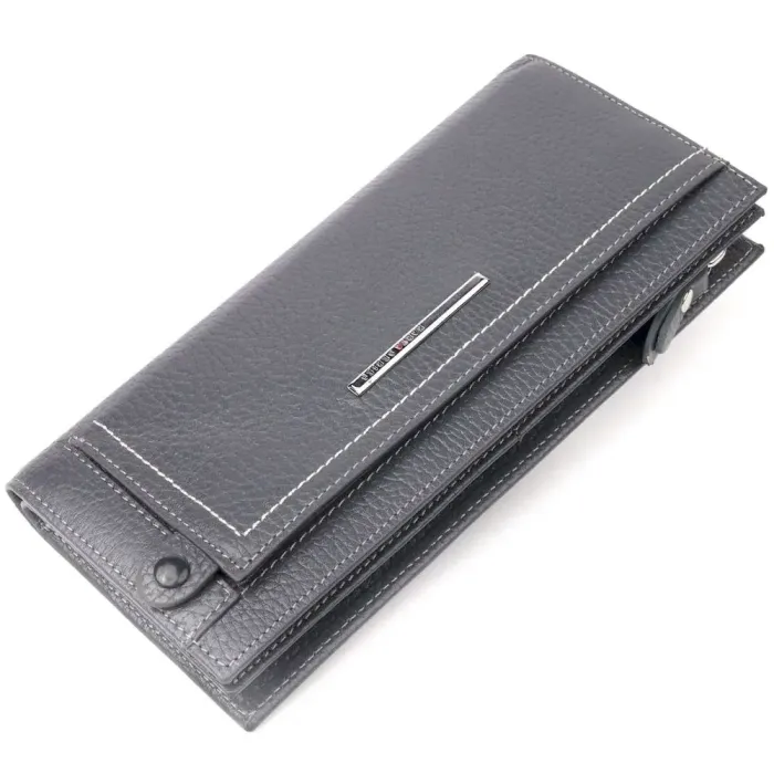 Надійний жіночий горизонтальний гаманець із натуральної шкіри KARYA 21095 Сірий