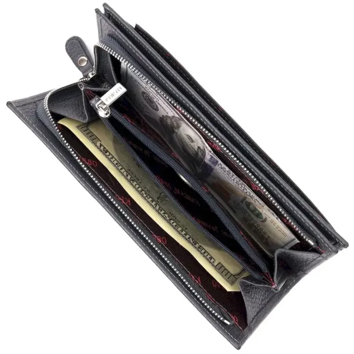 Надійний жіночий горизонтальний гаманець із натуральної шкіри KARYA 21095 Сірий