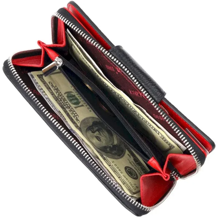 Надежный женский кошелек из натуральной кожи KARYA 21151 Черный