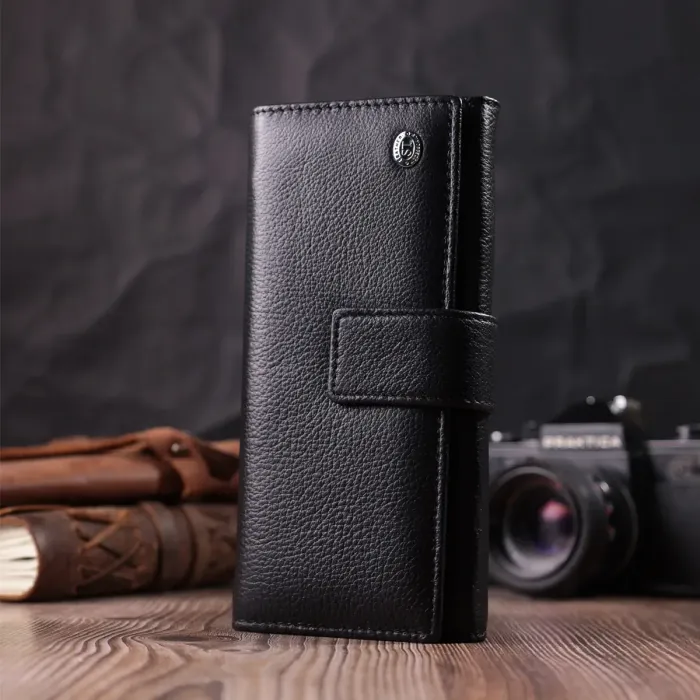 Надійний жіночий гаманець із натуральної шкіри ST Leather 22548 Чорний