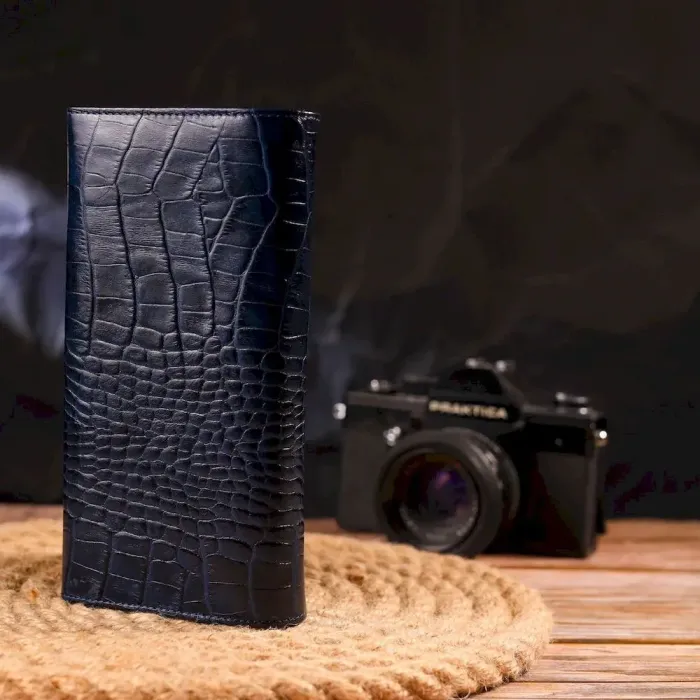 Надежный женский кошелек с монетницей из натуральной фактурной кожи CANPELLINI 21531 Синий