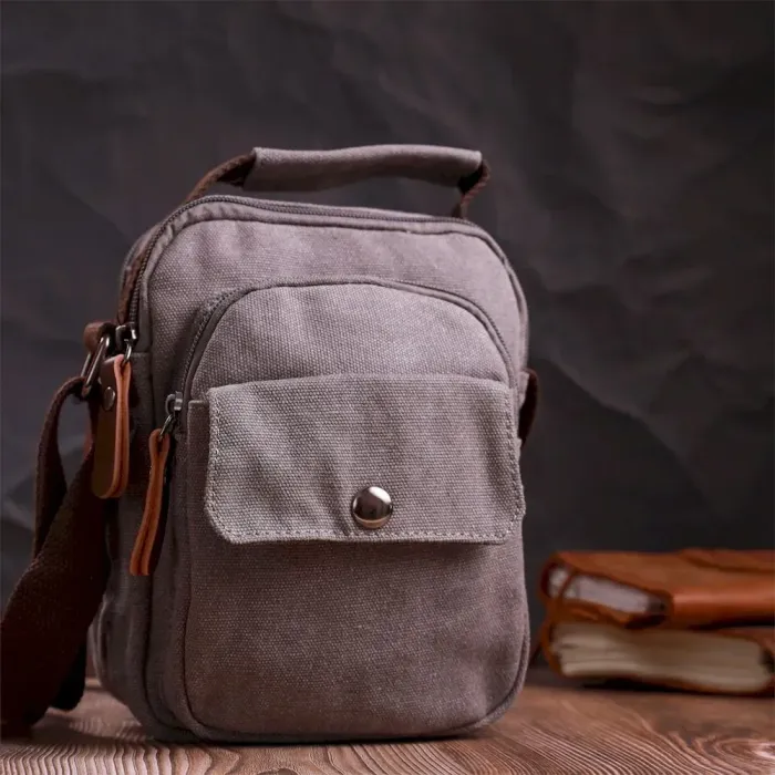 Небольшая мужская сумка из плотного текстиля Vintage 22217 Серый