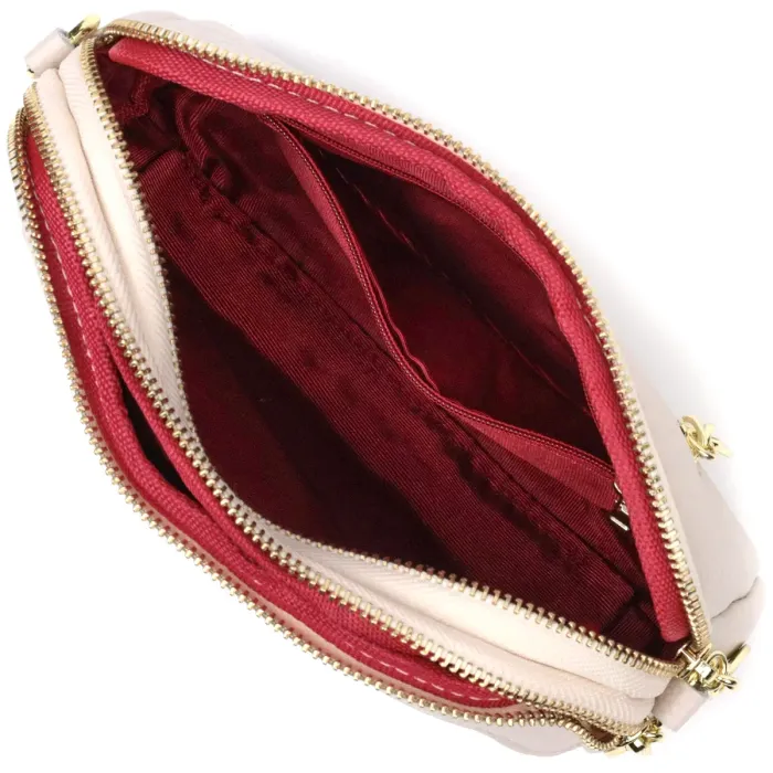 Невелика прямокутна сумка на два відділення з натуральної шкіри Vintage 22357 Біла