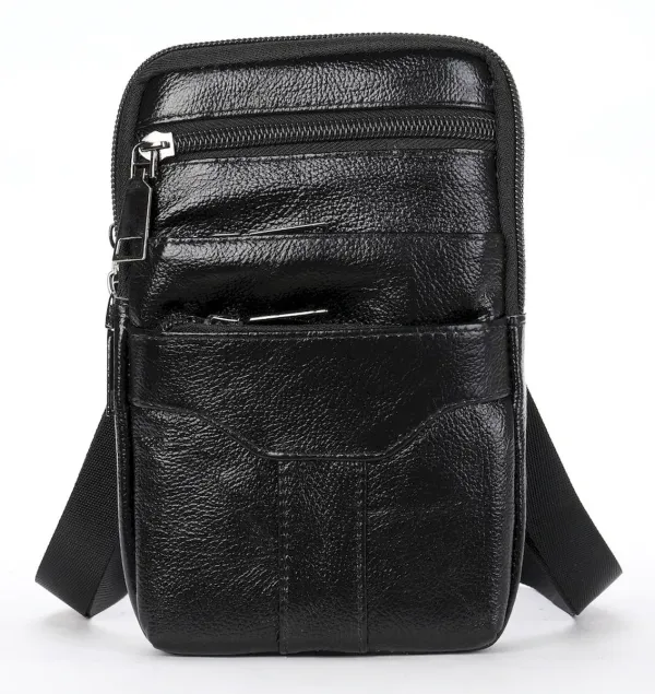 Невелика шкіряна поясна сумка Vintage 20359 Чорний