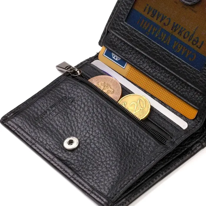 Небольшое кожаное портмоне для мужчин с тиснением под крокодила CANPELLINI 21738 Черное