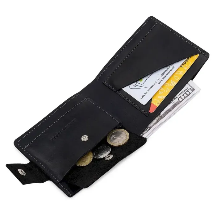 Невеликий чоловічий портмоне GRANDE PELLE 11566 Чорний