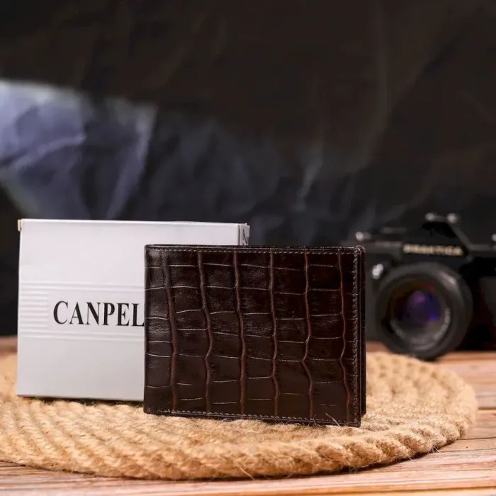 Небольшое мужское портмоне из натуральной фактурной кожи CANPELLINI 21522 Коричневое