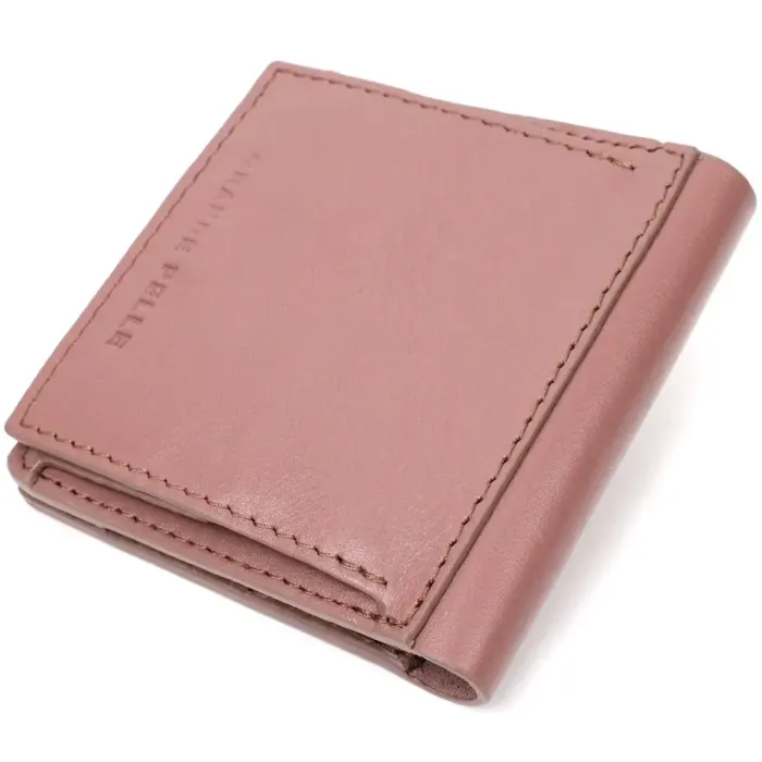 Невеликий портмоне з натуральної шкіри GRANDE PELLE 16799 Пудровий