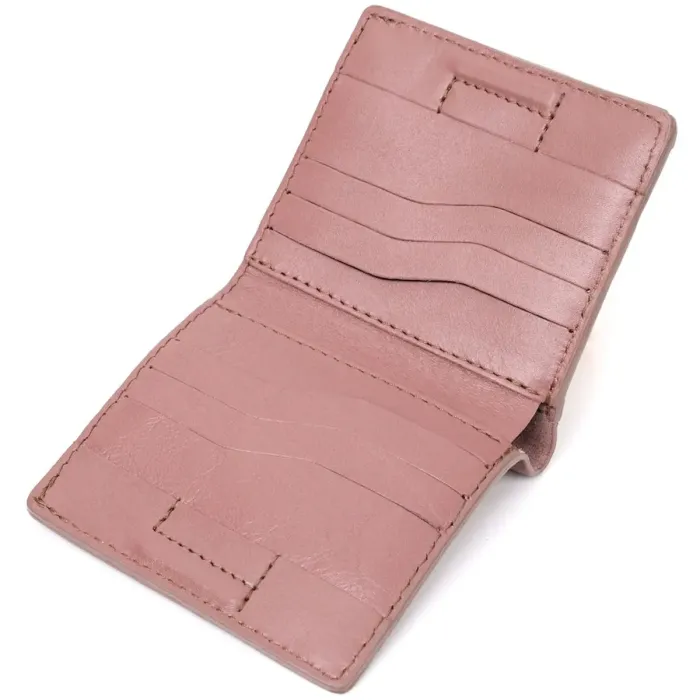 Невеликий портмоне з натуральної шкіри GRANDE PELLE 16799 Пудровий