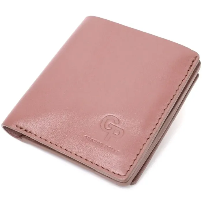 Невеликий портмоне з натуральної шкіри GRANDE PELLE 16799 Пудровий