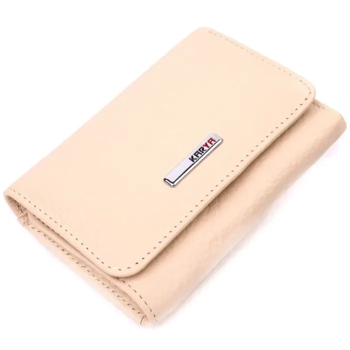 Невеликий жіночий портмоне з монетницею з натуральної шкіри KARYA 21320 Молочний