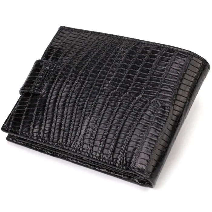 Невеликий фактурний чоловічий гаманець з натуральної шкіри з тисненням CANPELLINI 21748 Чорний