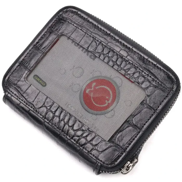 Невеликий гаманець із натуральної фактурної шкіри під крокодила KARYA 20969 Чорний