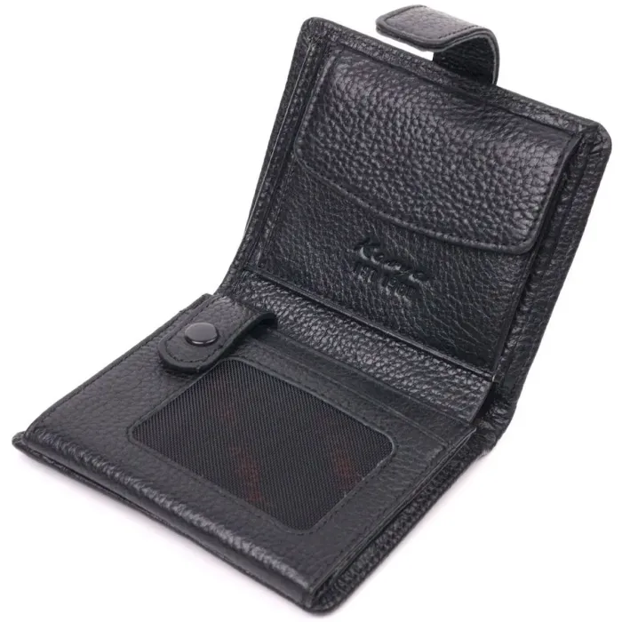 Небольшой кошелек из натуральной зернистой кожи KARYA 21370 Черный