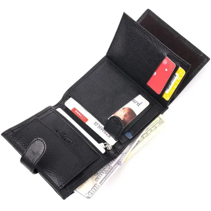 Невеликий чоловічий гаманець із натуральної шкіри KARYA 21040 Чорний