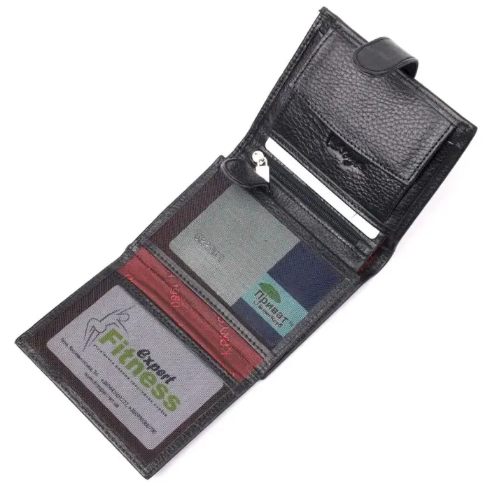 Невеликий чоловічий гаманець із натуральної шкіри KARYA 21040 Чорний