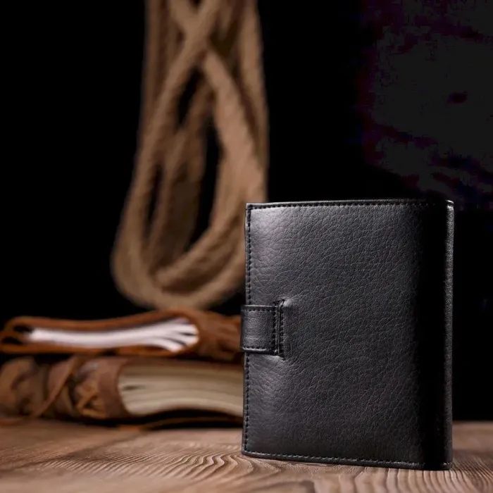 Невеликий чоловічий гаманець із натуральної шкіри KARYA 21040 Чорний