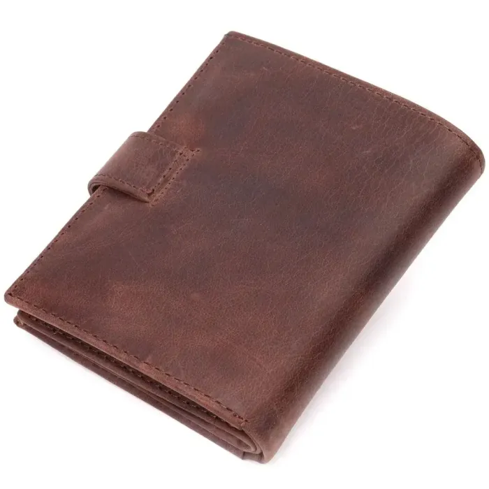 Небольшой мужской кошелек в винтажной коже KARYA 21387 Коричневый