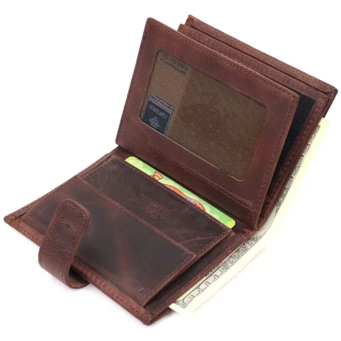 Небольшой мужской кошелек в винтажной коже KARYA 21387 Коричневый