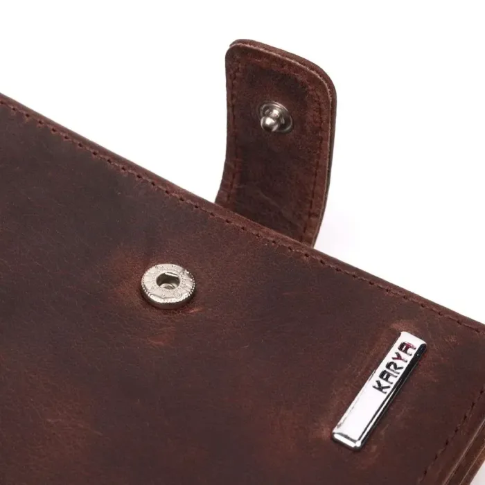 Небольшой мужской кошелек в винтажной коже KARYA 21387 Коричневый
