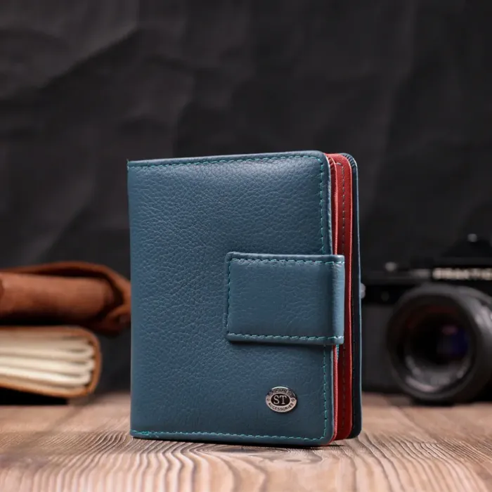 Небольшой вертикальный женский кошелек из натуральной кожи ST Leather 19435 Бирюзовый
