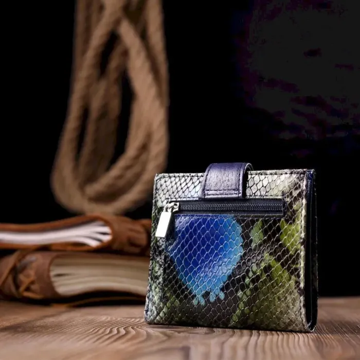 Небольшой женский бумажник из натуральной фактурной кожи KARYA 20950 Синий