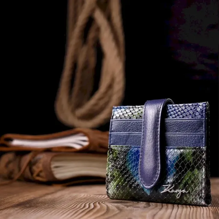 Небольшой женский бумажник из натуральной фактурной кожи KARYA 20950 Синий