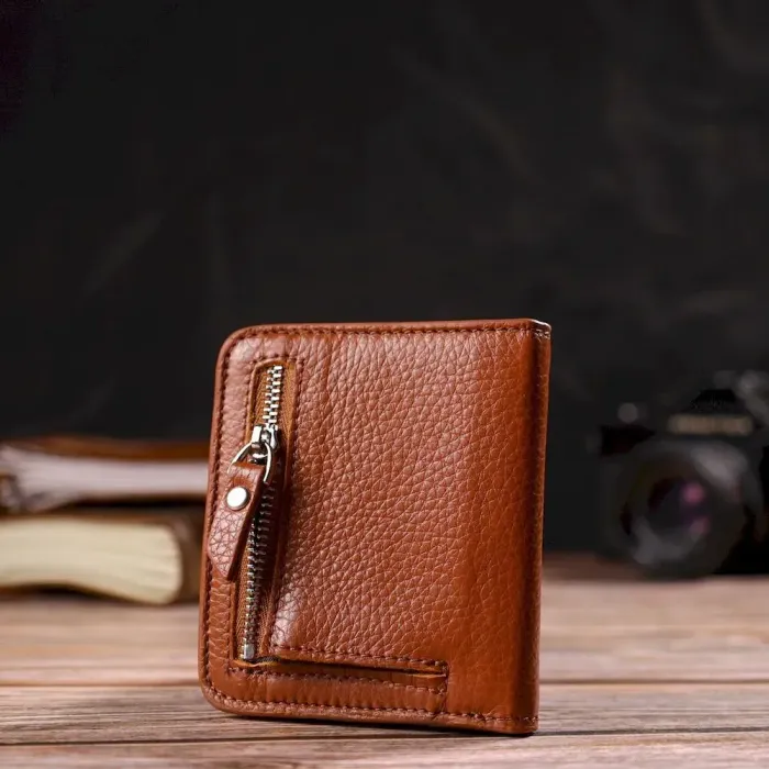 Невеликий жіночий гаманець із натуральної шкіри флотар CANPELLINI 21796 Світло-коричневий