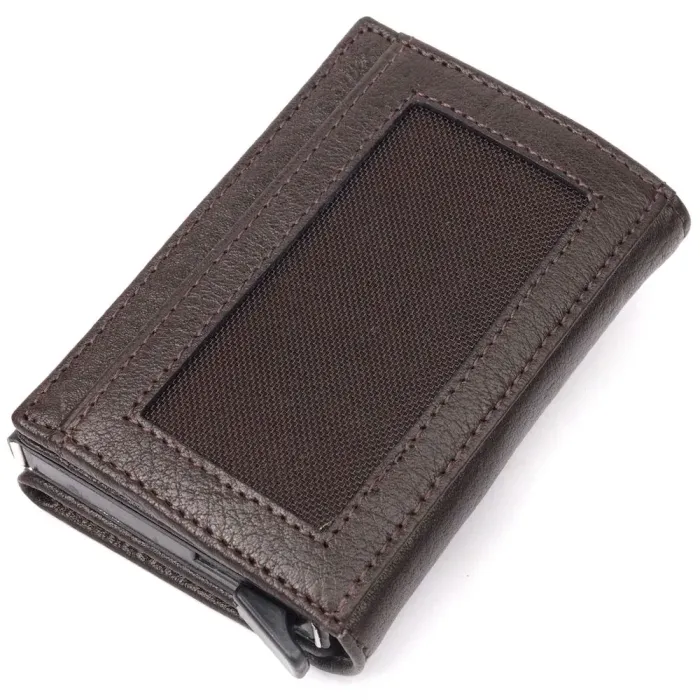 Незвичайна візитниця з натуральної шкіри KARYA 20977 Коричневий