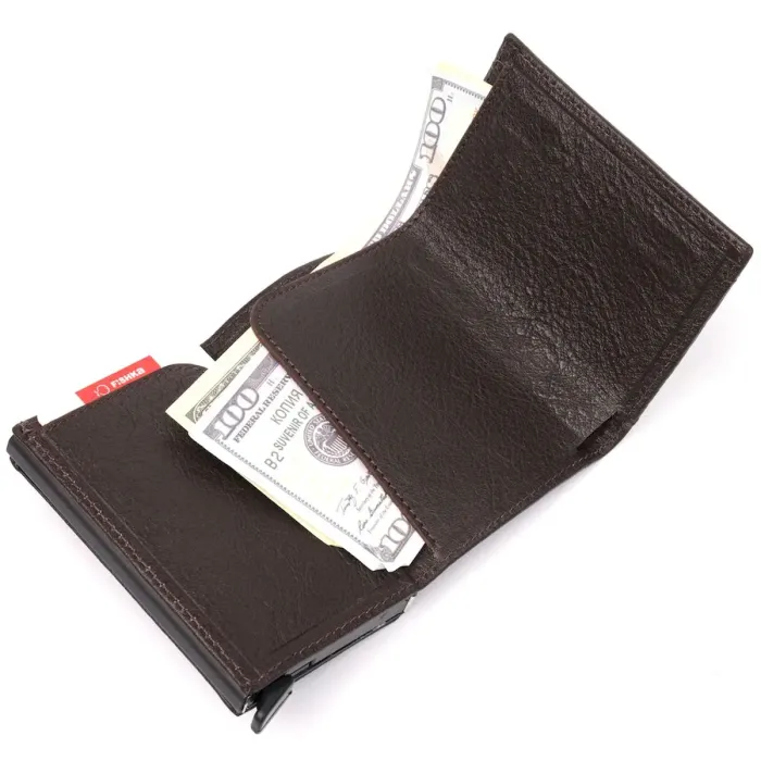 Незвичайна візитниця з натуральної шкіри KARYA 20977 Коричневий