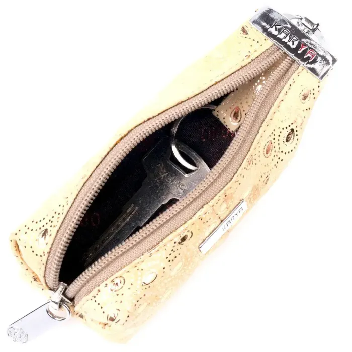 Незвичайна містка ключниця KARYA 20933 шкіряна Золотистий