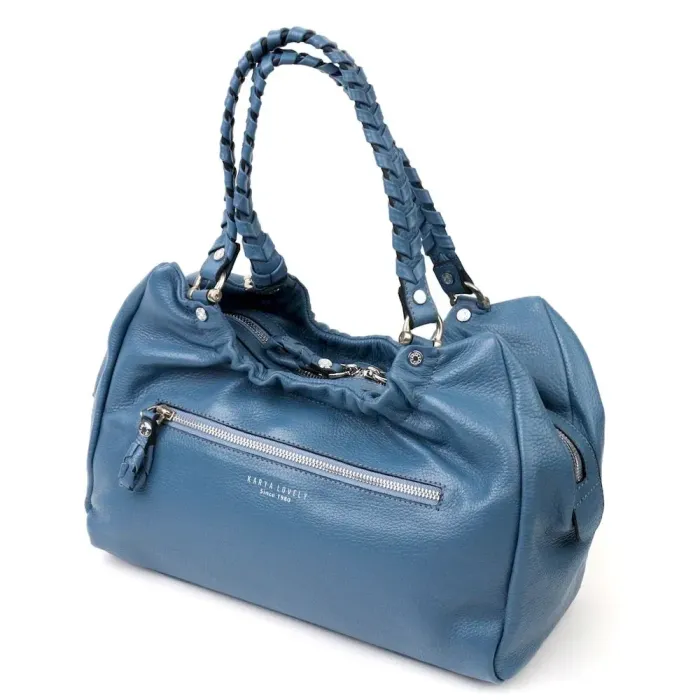 Необычная женская сумка с ручками KARYA 20842 кожаная Синий