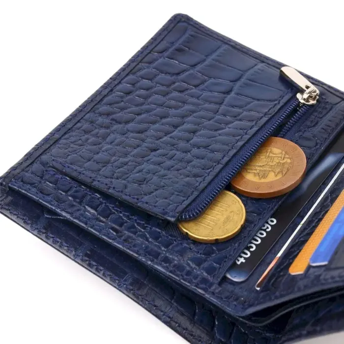 Необычное мужское портмоне из натуральной фактурной кожи CANPELLINI 21499 Синее