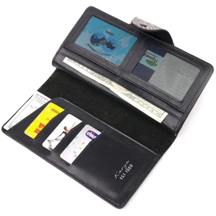 Необычное женское портмоне из натуральной фактурной кожи под змею KARYA 21004 Разноцветный