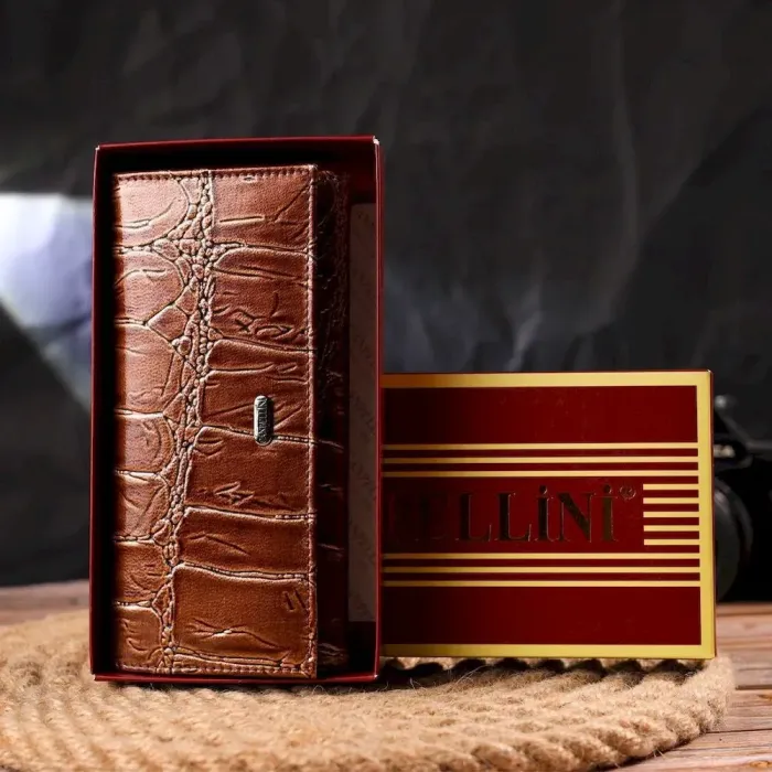 Незвичайний жіночий гаманець із натуральної фактурної шкіри CANPELLINI 21652 Коричневий