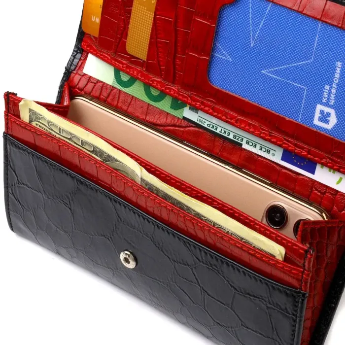 Незвичайний жіночий гаманець із натуральної фактурної шкіри CANPELLINI 21834 Чорний