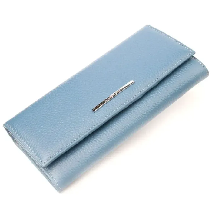 Необычный женский кошелек из натуральной кожи KARYA 21019 Голубой