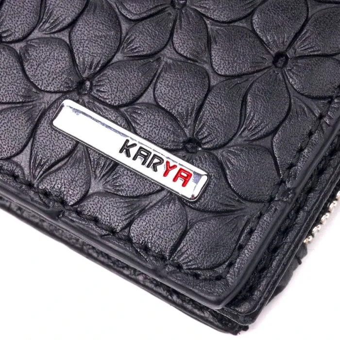 Незвичайний жіночий гаманець з квітковим тисненням KARYA 21333 Чорний