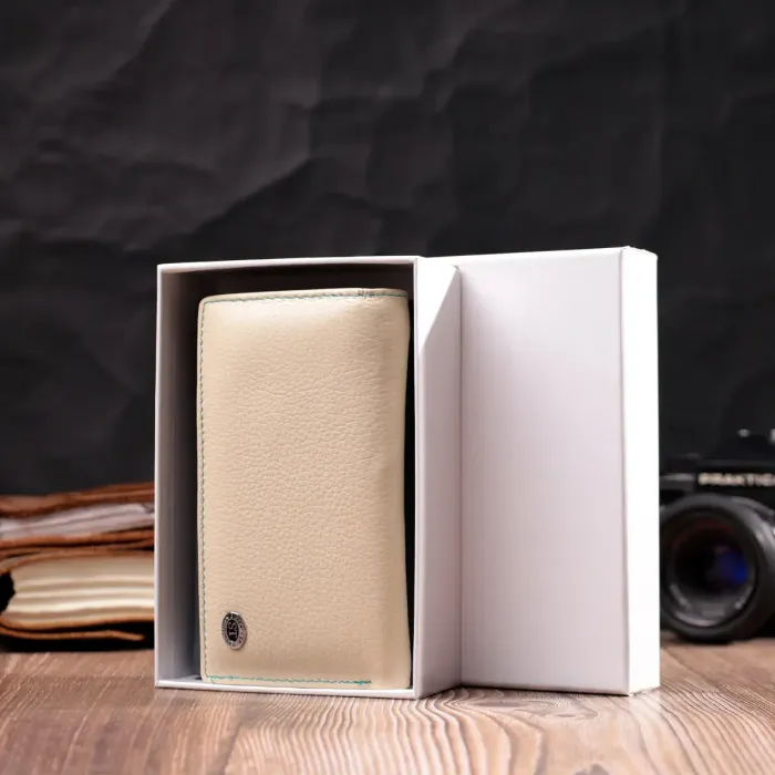 Необычный женский кожаный кошелек в три сложения ST Leather 19446 Разноцветный