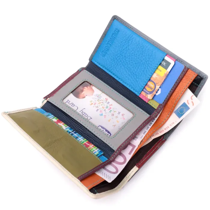 Необычный женский кожаный кошелек в три сложения ST Leather 19446 Разноцветный