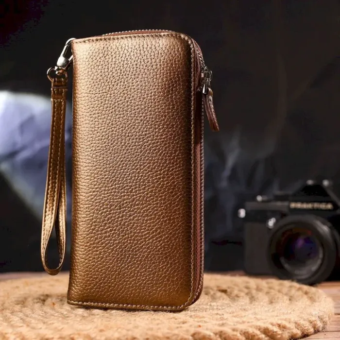 Неповторний гаманець з відливом для жінок з натуральної шкіри CANPELLINI 21614 Коричневий